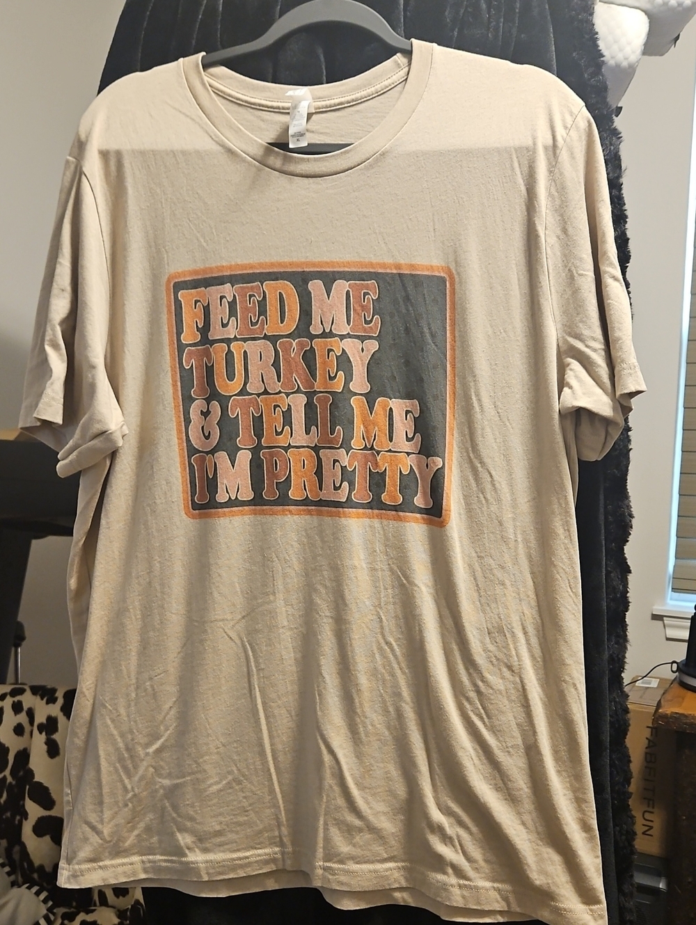 Bella Canvas Beige 'Feed Me Turkey & Tell Me I'm Pretty' Graphic Tee